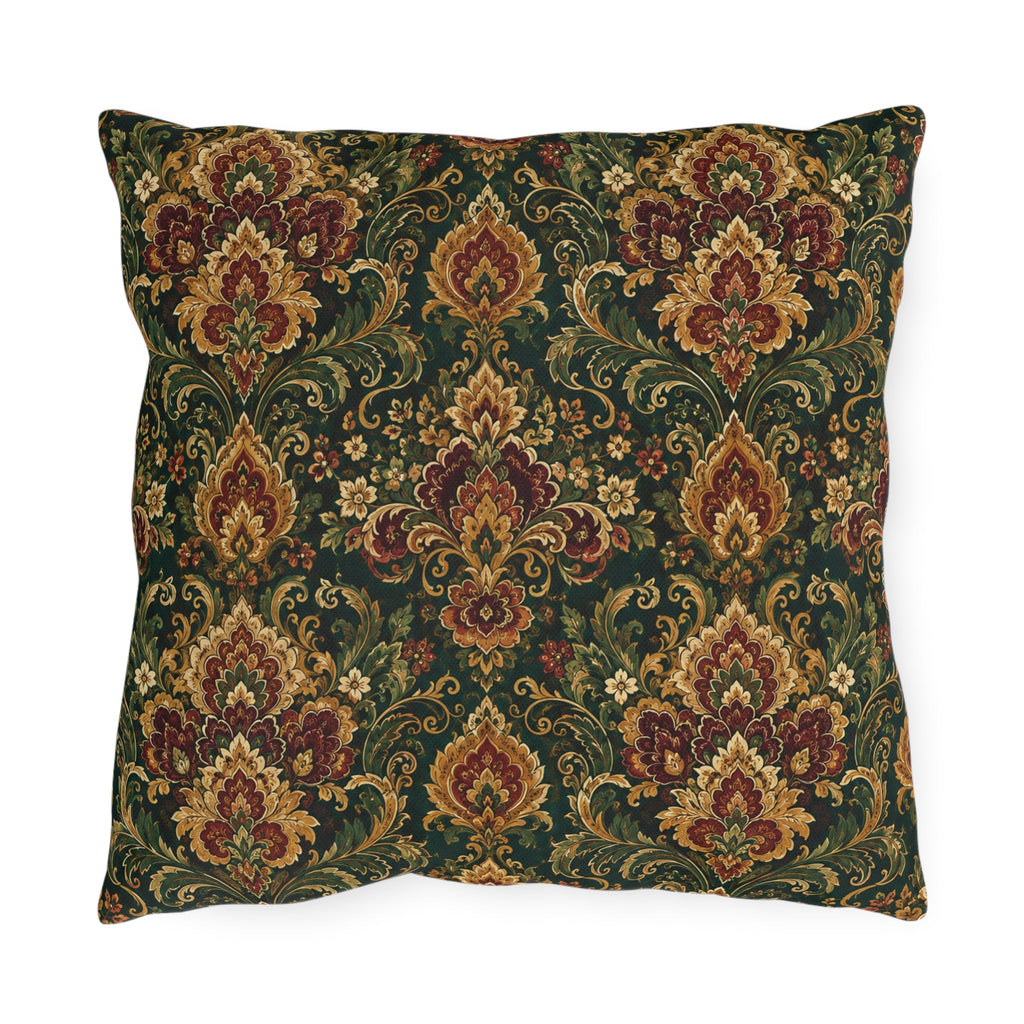 Jewel Tone Damask Outdoor Throw Pillow – Bohemian Eclectic Accent