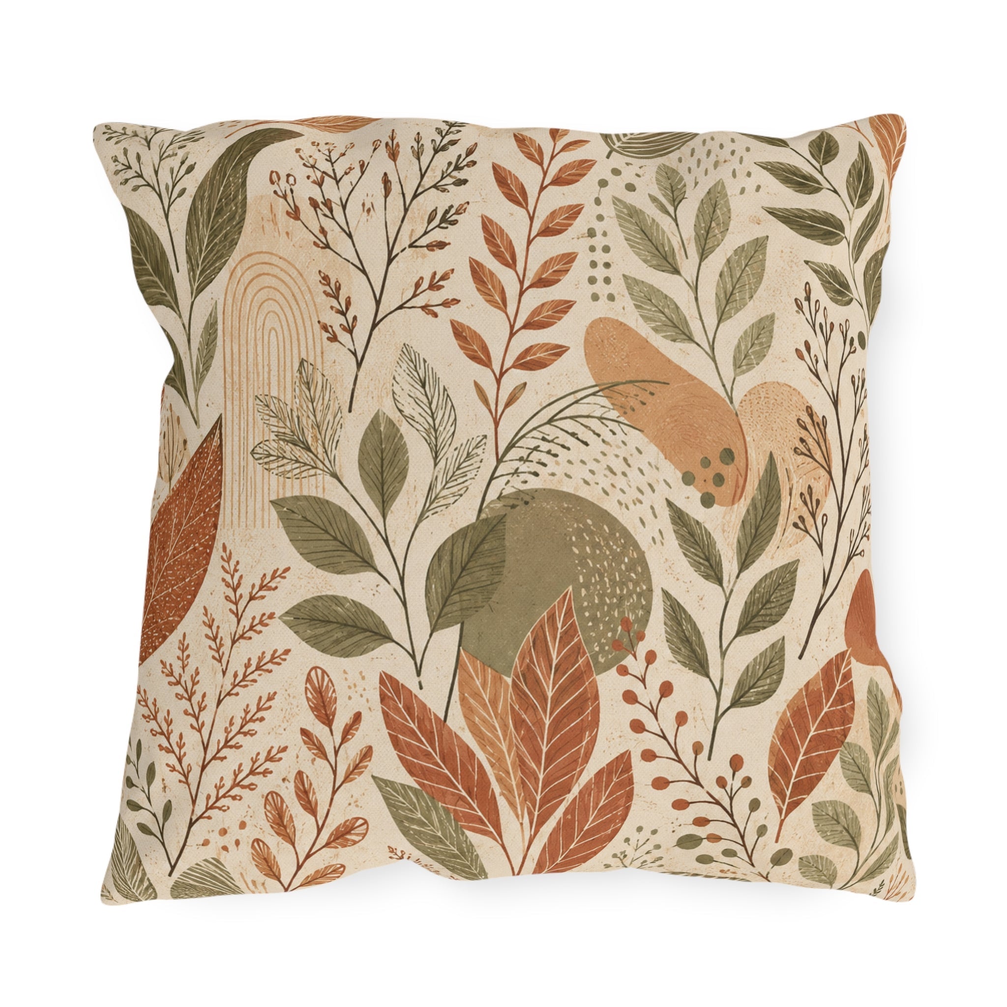Botanical Line Art Outdoor Throw Pillow – Minimalist Nature Accent Cushion