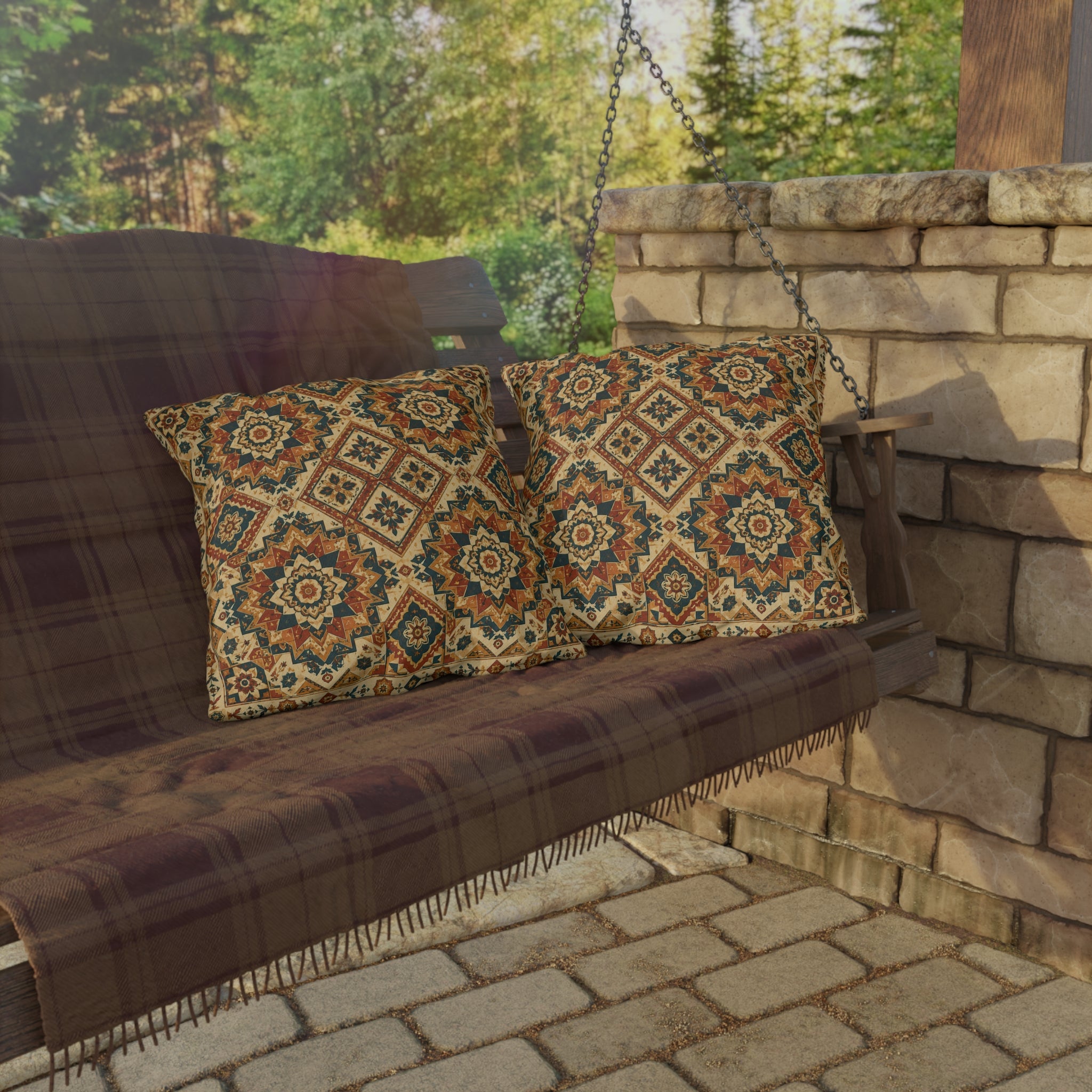 Moroccan Tile Outdoor Throw Pillow – Global Bohemian Accent Cushion