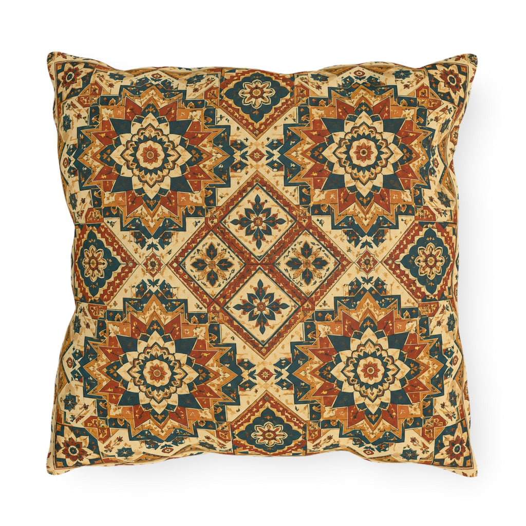 Moroccan Tile Outdoor Throw Pillow – Global Bohemian Accent Cushion