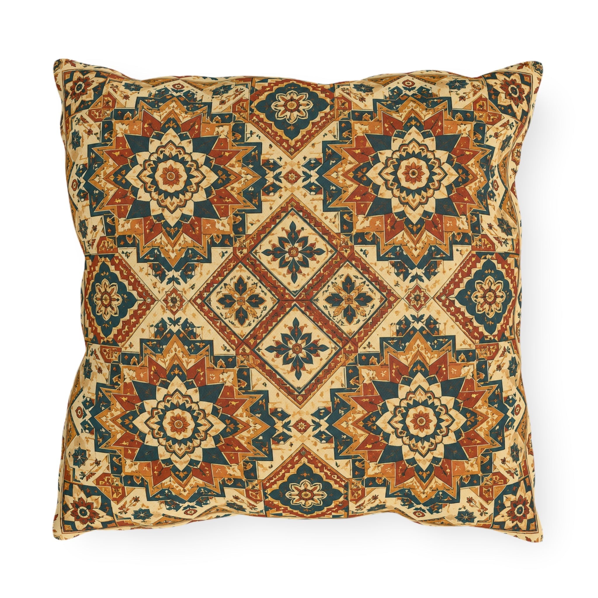 Moroccan Tile Outdoor Throw Pillow – Global Bohemian Accent Cushion