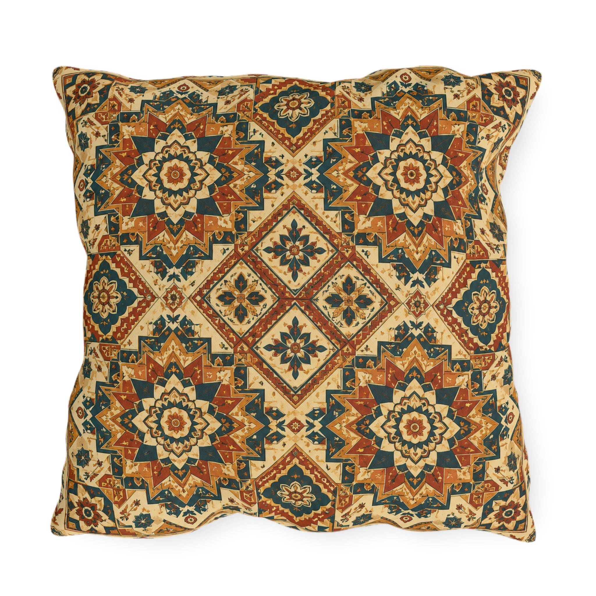 Moroccan Tile Outdoor Throw Pillow – Global Bohemian Accent Cushion