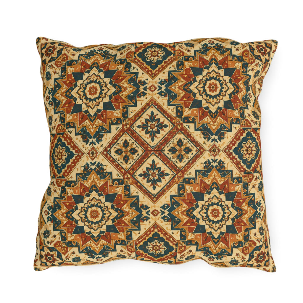 Moroccan Tile Outdoor Throw Pillow – Global Bohemian Accent Cushion