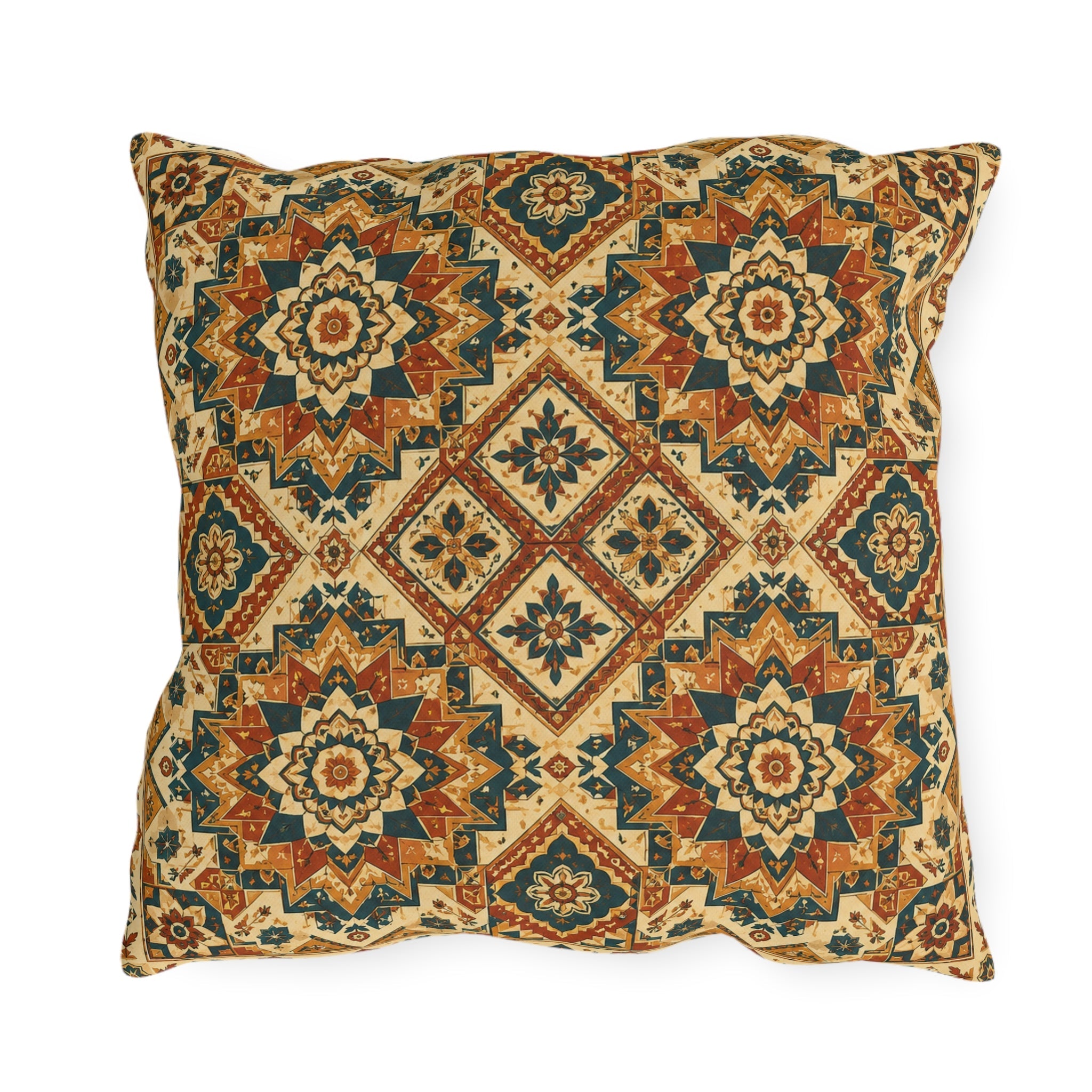 Moroccan Tile Outdoor Throw Pillow – Global Bohemian Accent Cushion