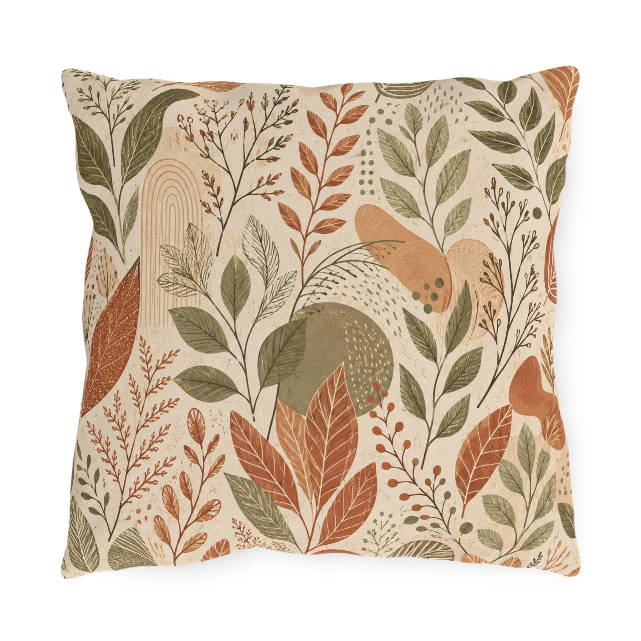 Botanical Line Art Outdoor Throw Pillow – Minimalist Nature Accent Cushion