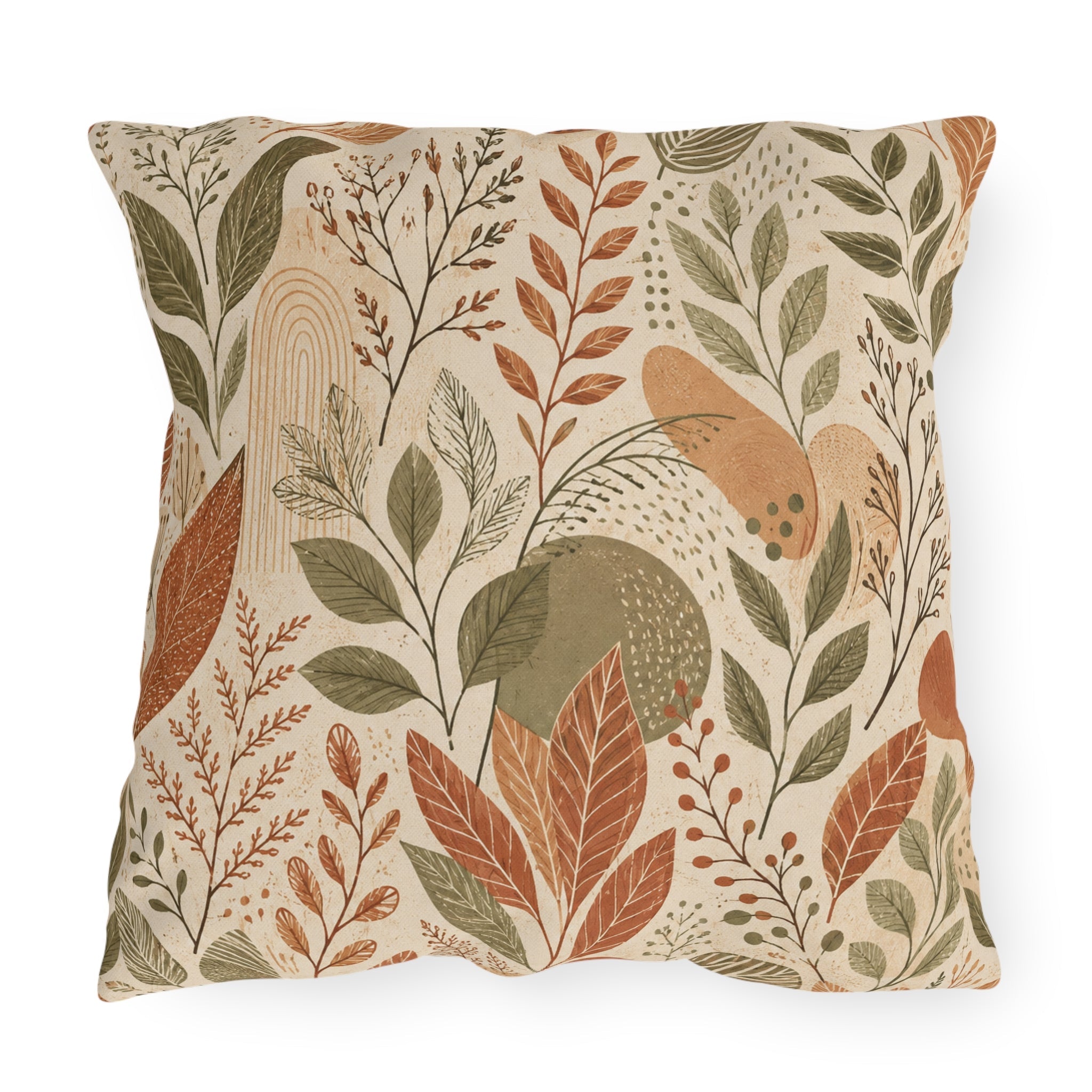 Botanical Line Art Outdoor Throw Pillow – Minimalist Nature Accent Cushion