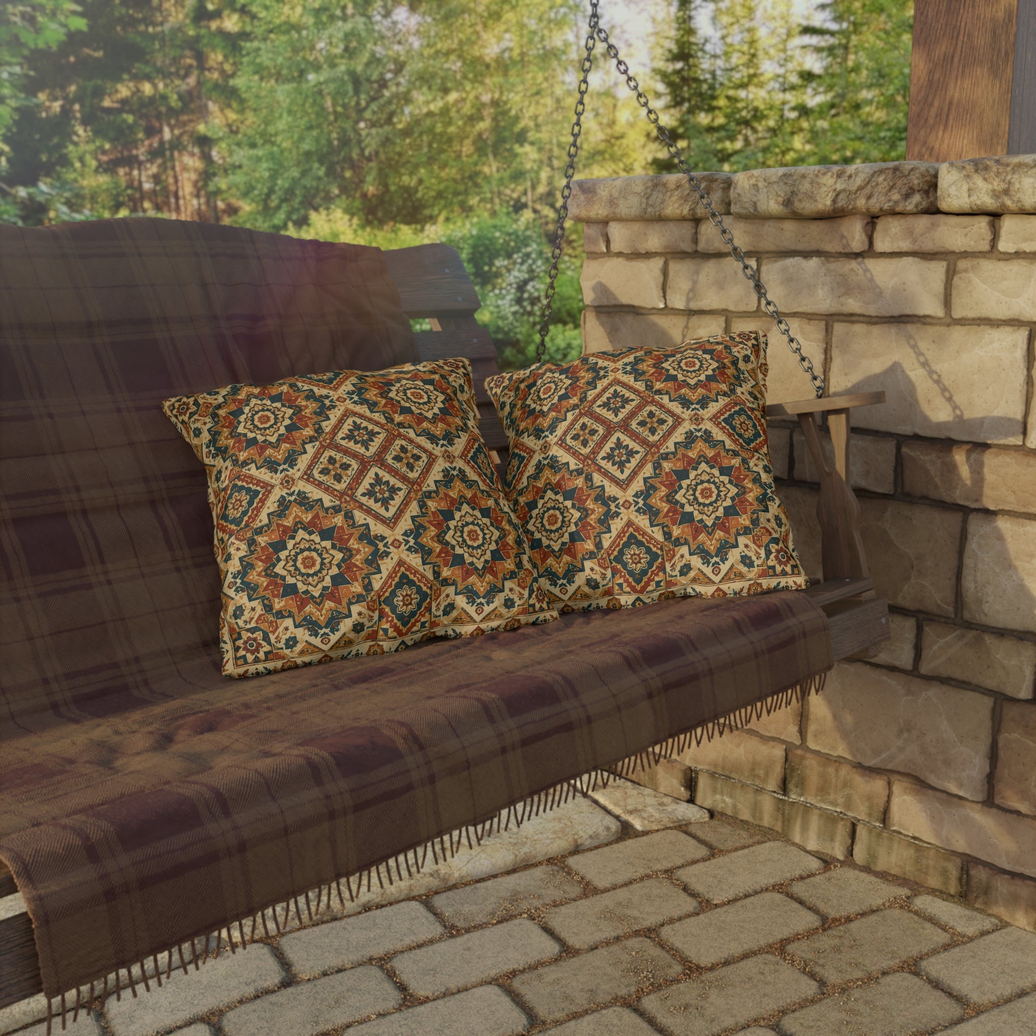 Moroccan Tile Outdoor Throw Pillow – Global Bohemian Accent Cushion