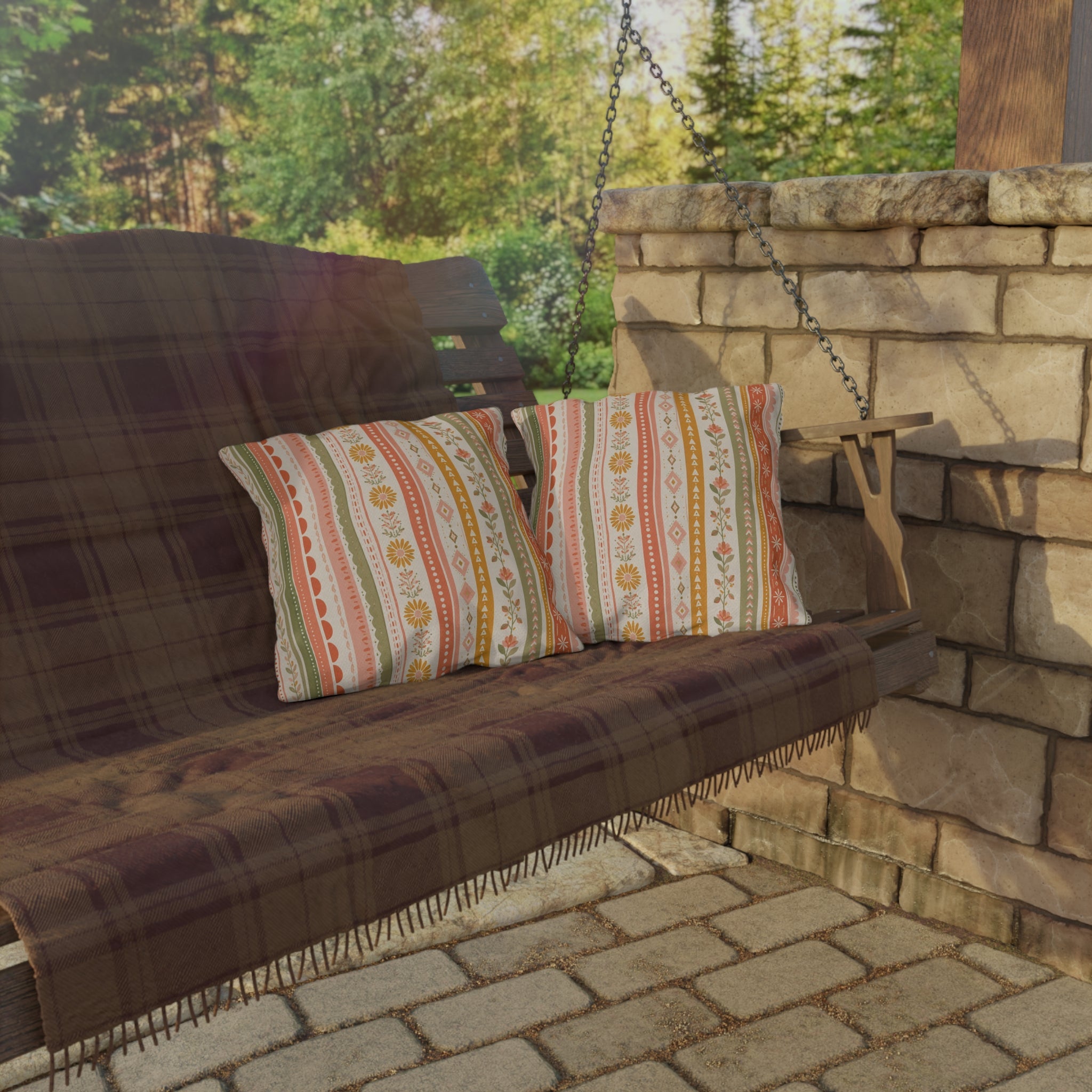 Bold Vertical Stripe Outdoor Throw Pillow – Modern Coastal Accent Cushion