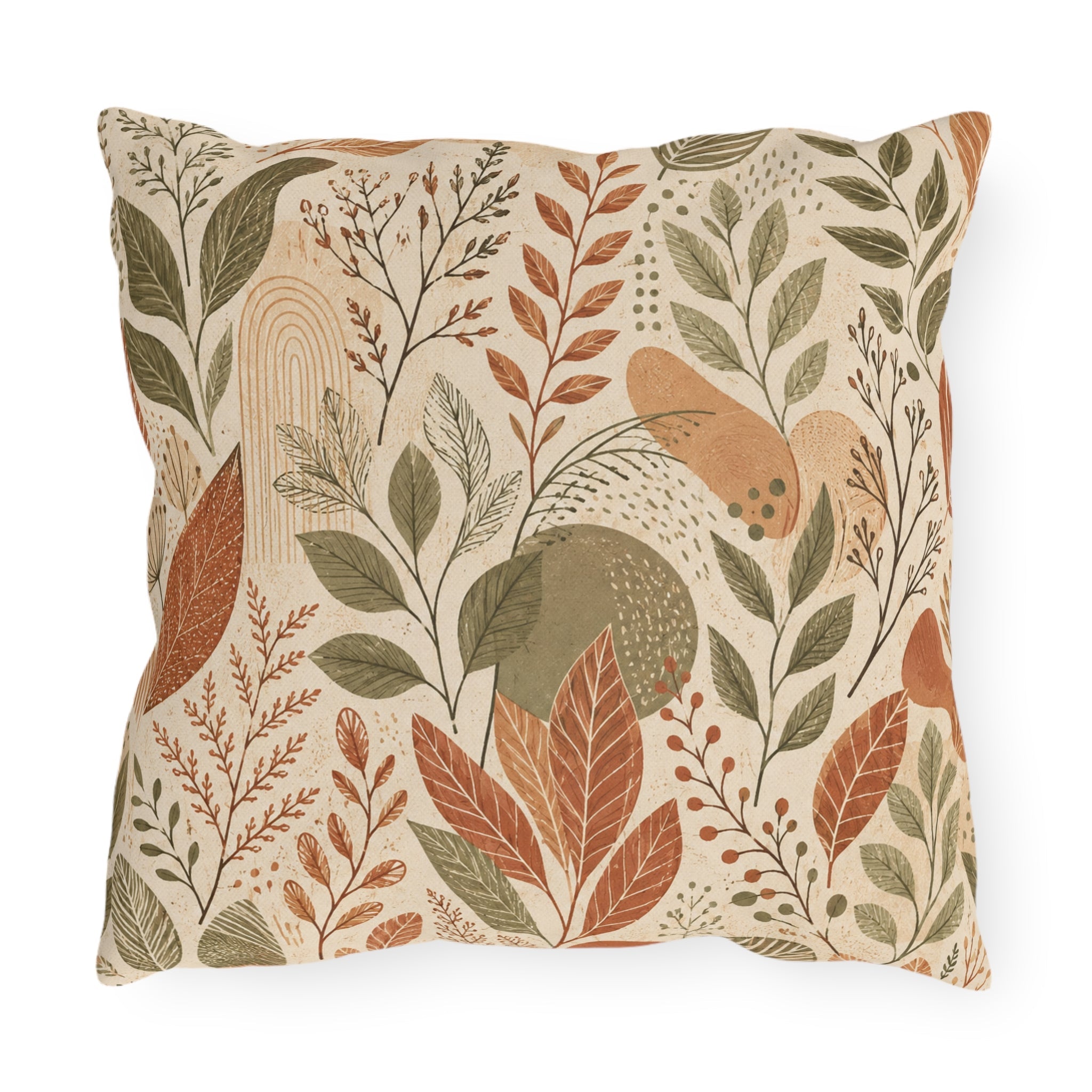 Botanical Line Art Outdoor Throw Pillow – Minimalist Nature Accent Cushion