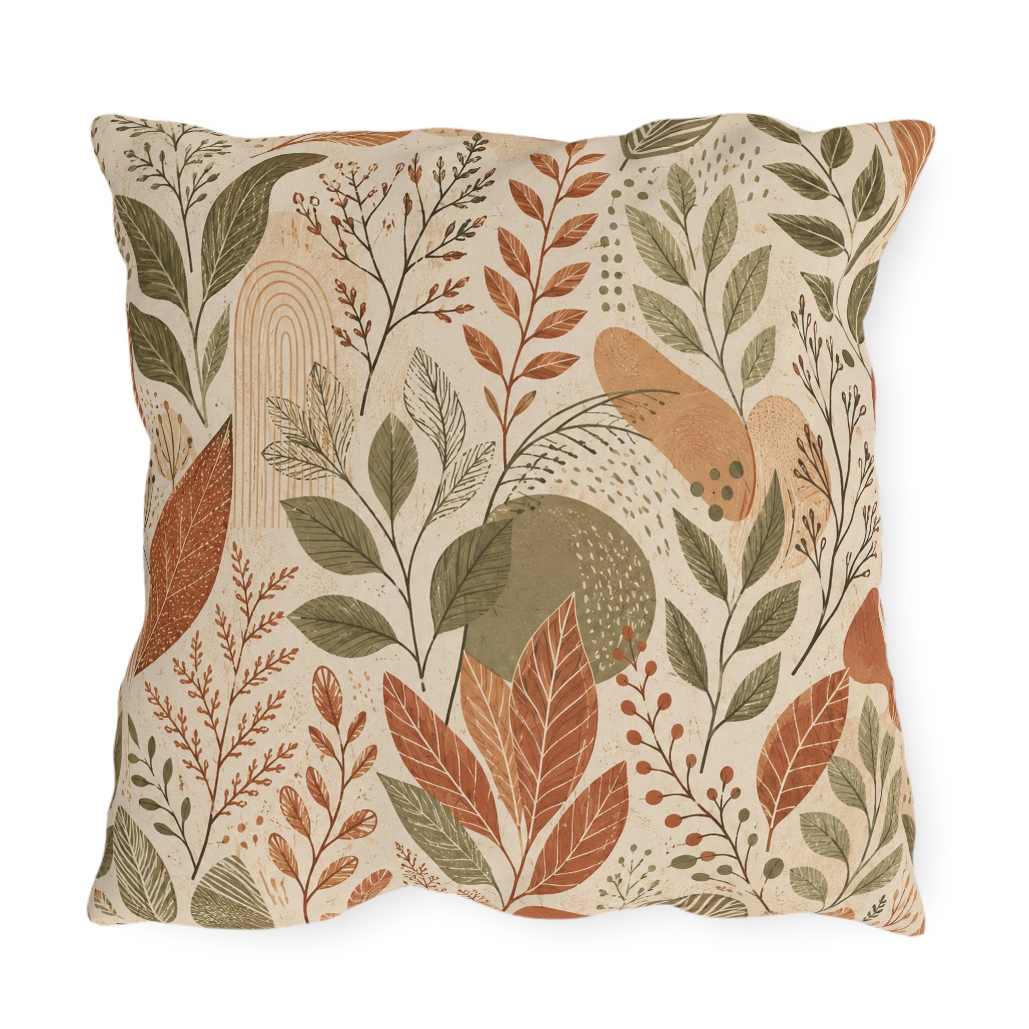 Botanical Line Art Outdoor Throw Pillow – Minimalist Nature Accent Cushion
