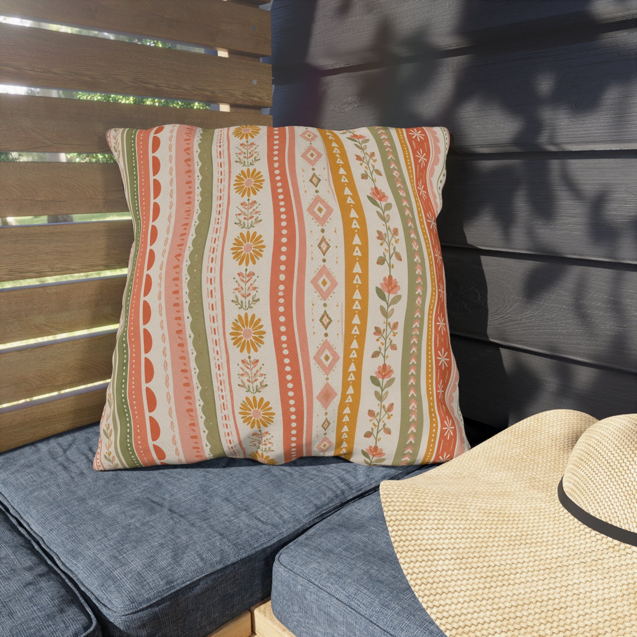 Bold Vertical Stripe Outdoor Throw Pillow – Modern Coastal Accent Cushion