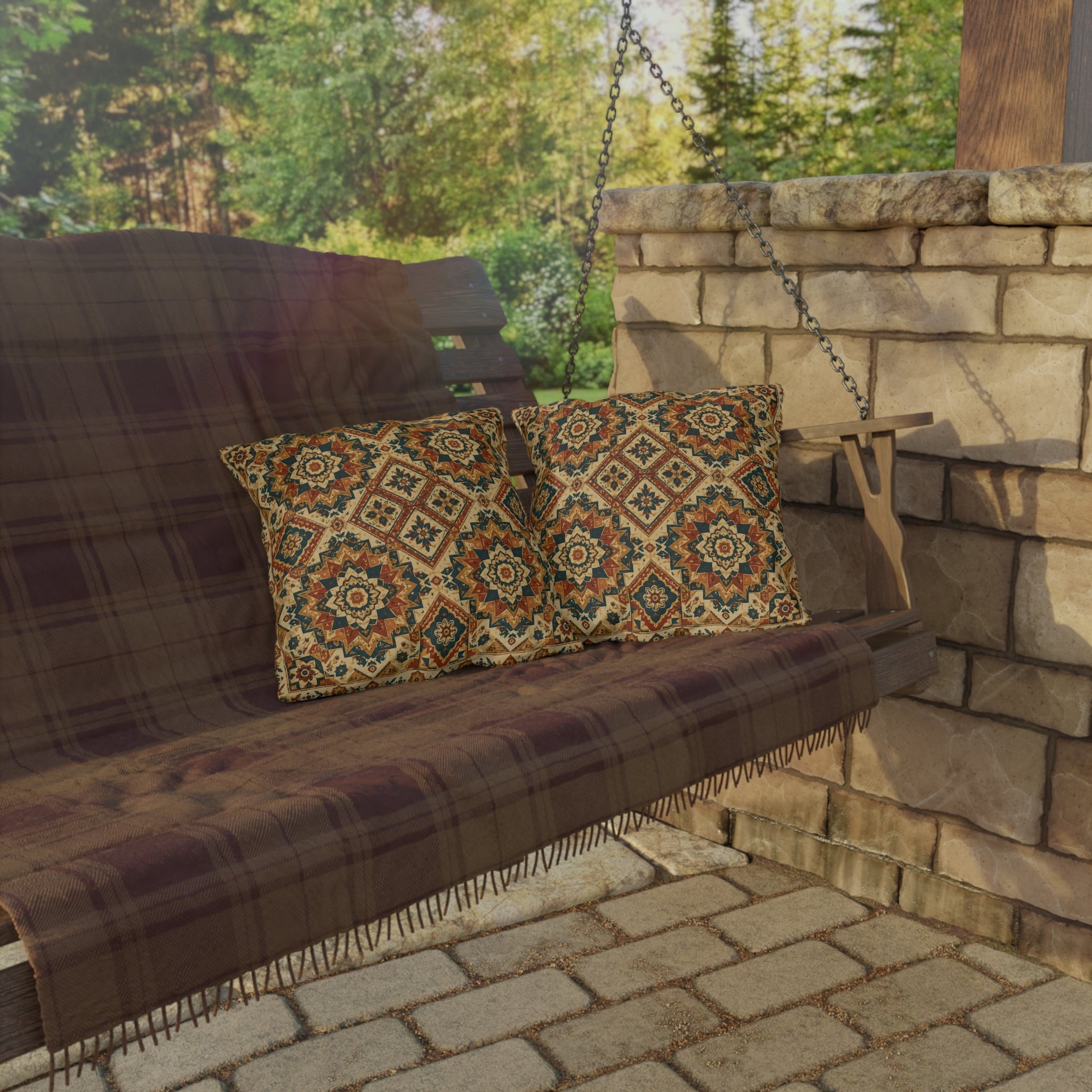 Moroccan Tile Outdoor Throw Pillow – Global Bohemian Accent Cushion