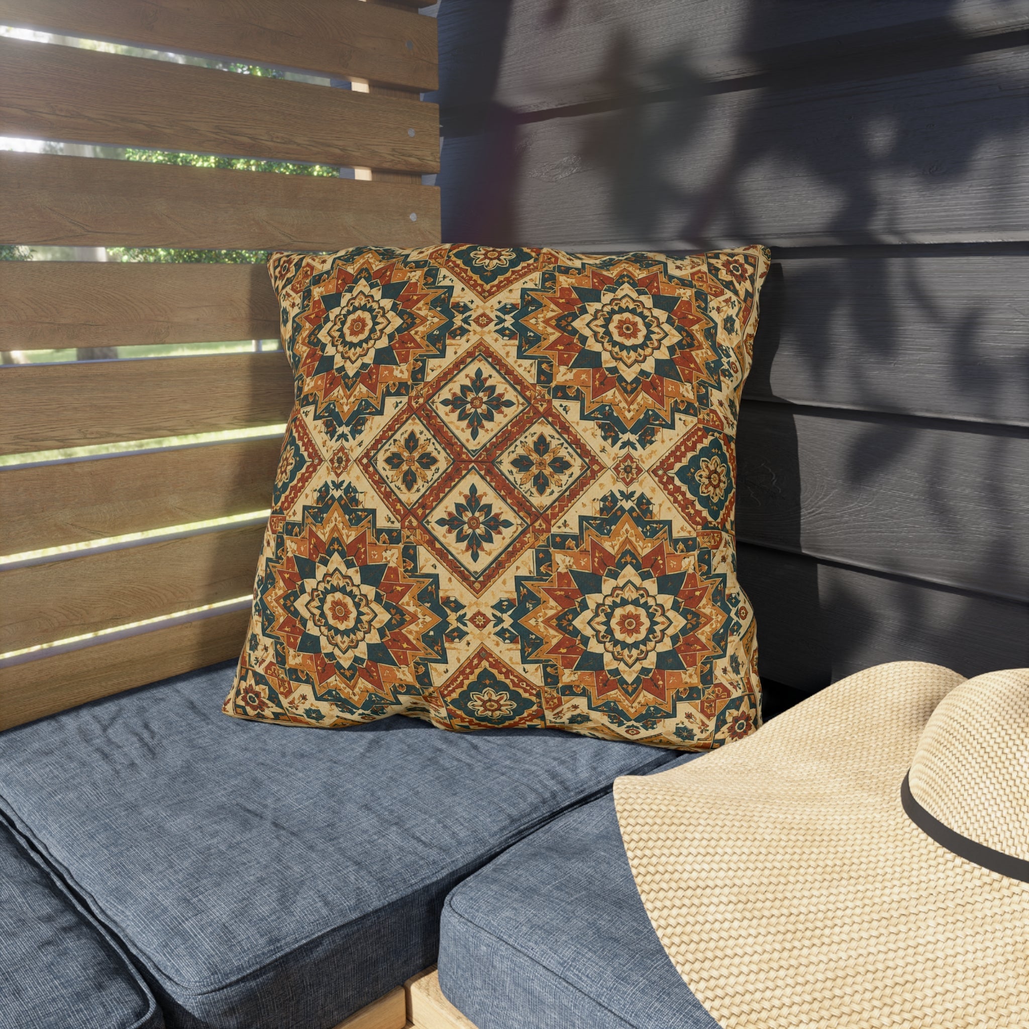 Moroccan Tile Outdoor Throw Pillow – Global Bohemian Accent Cushion