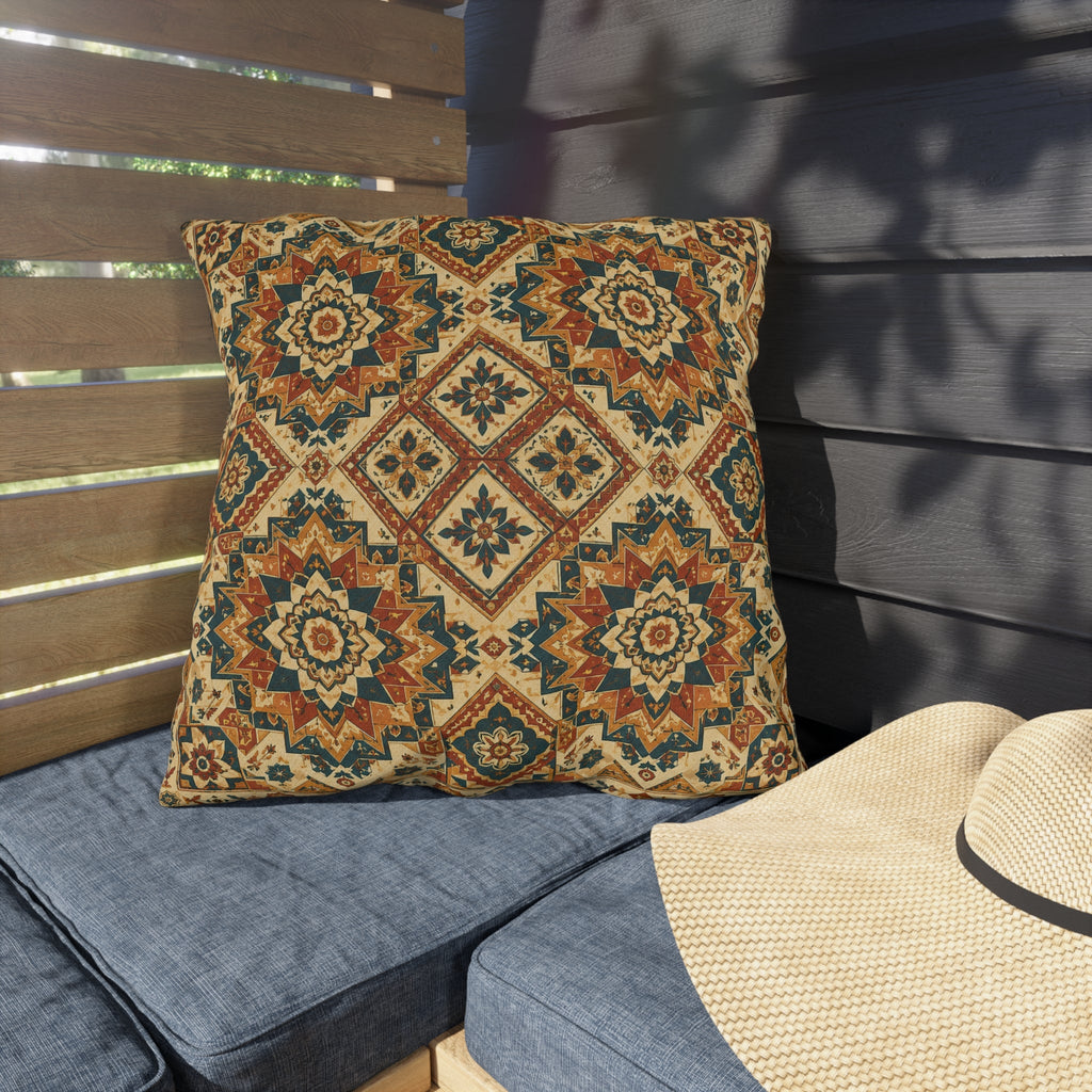 Moroccan Tile Outdoor Throw Pillow – Global Bohemian Accent Cushion