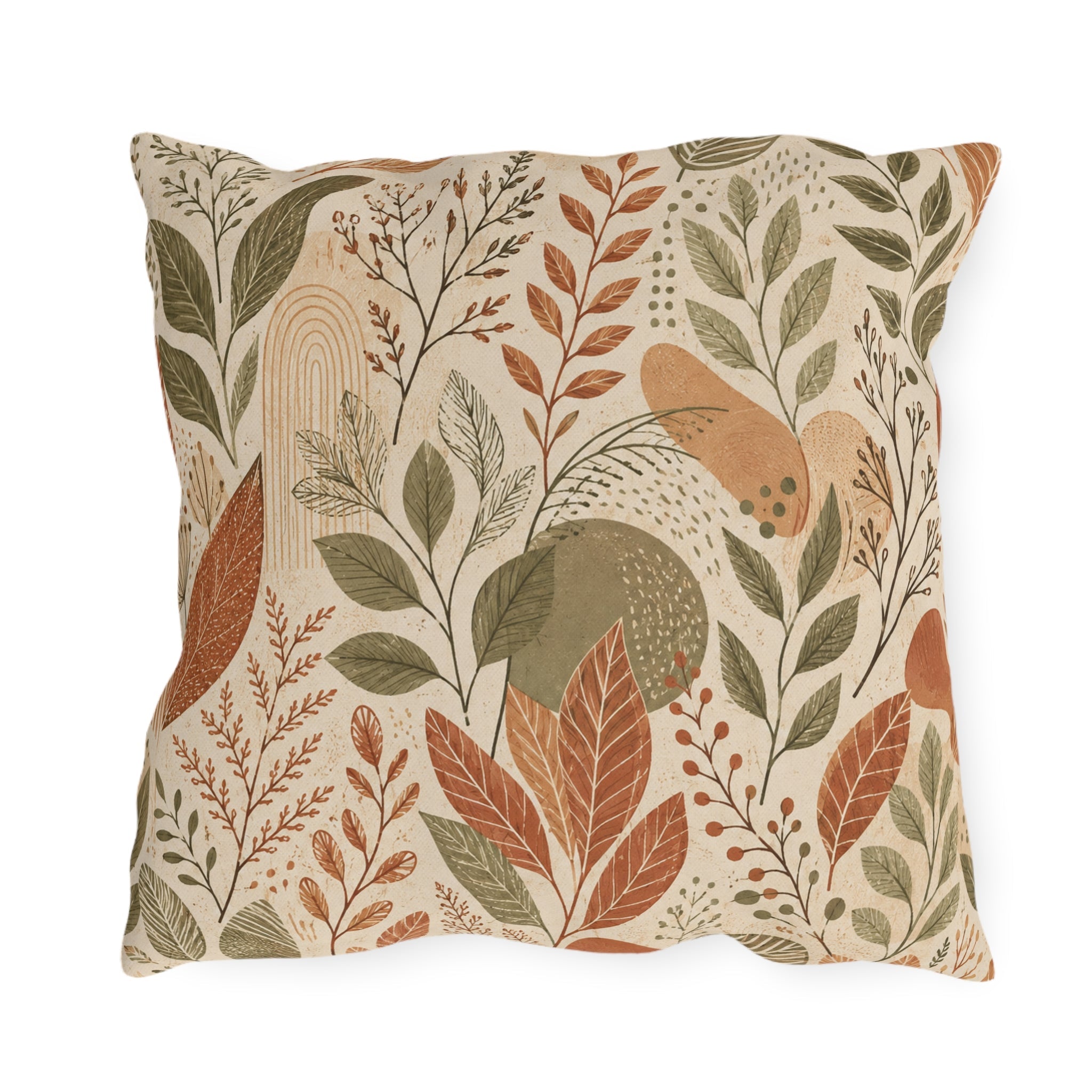 Botanical Line Art Outdoor Throw Pillow – Minimalist Nature Accent Cushion
