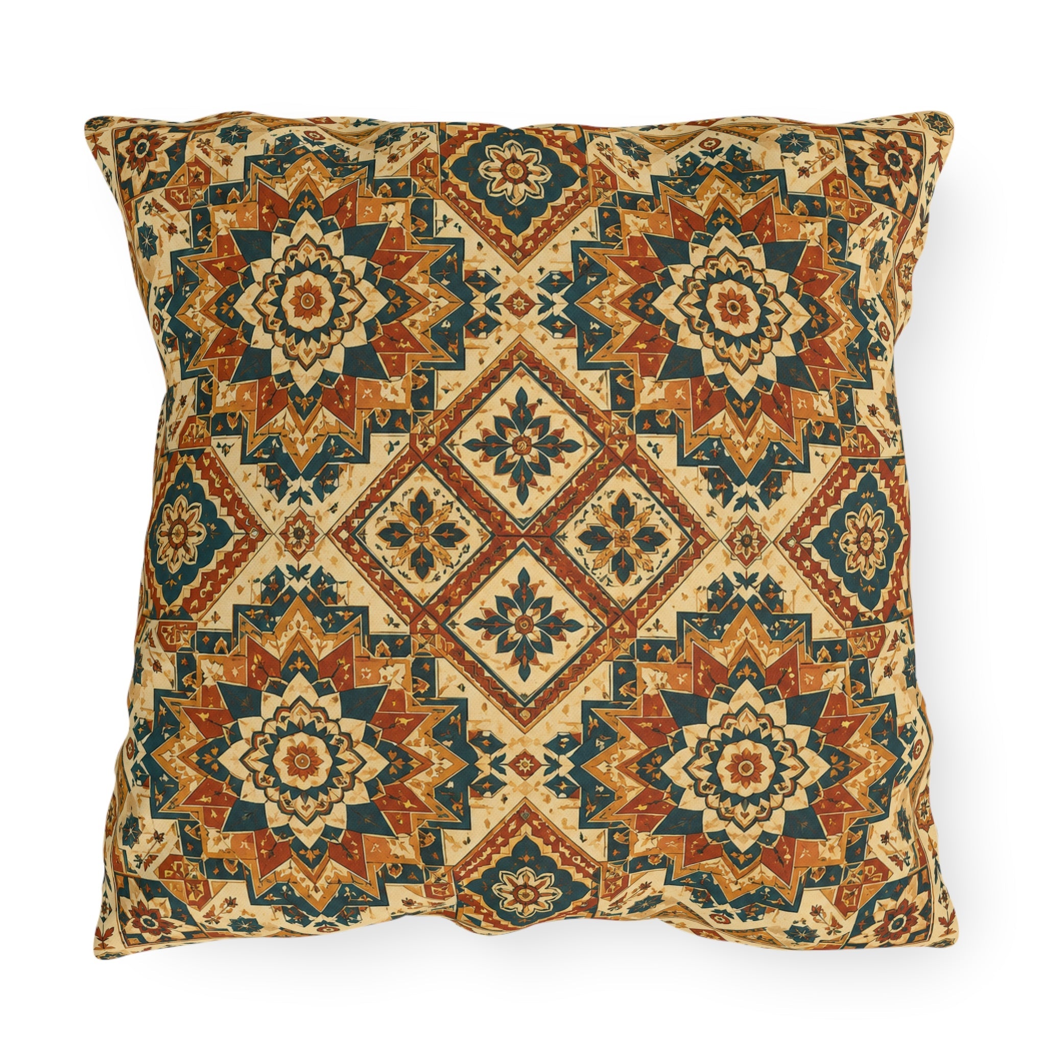 Moroccan Tile Outdoor Throw Pillow – Global Bohemian Accent Cushion