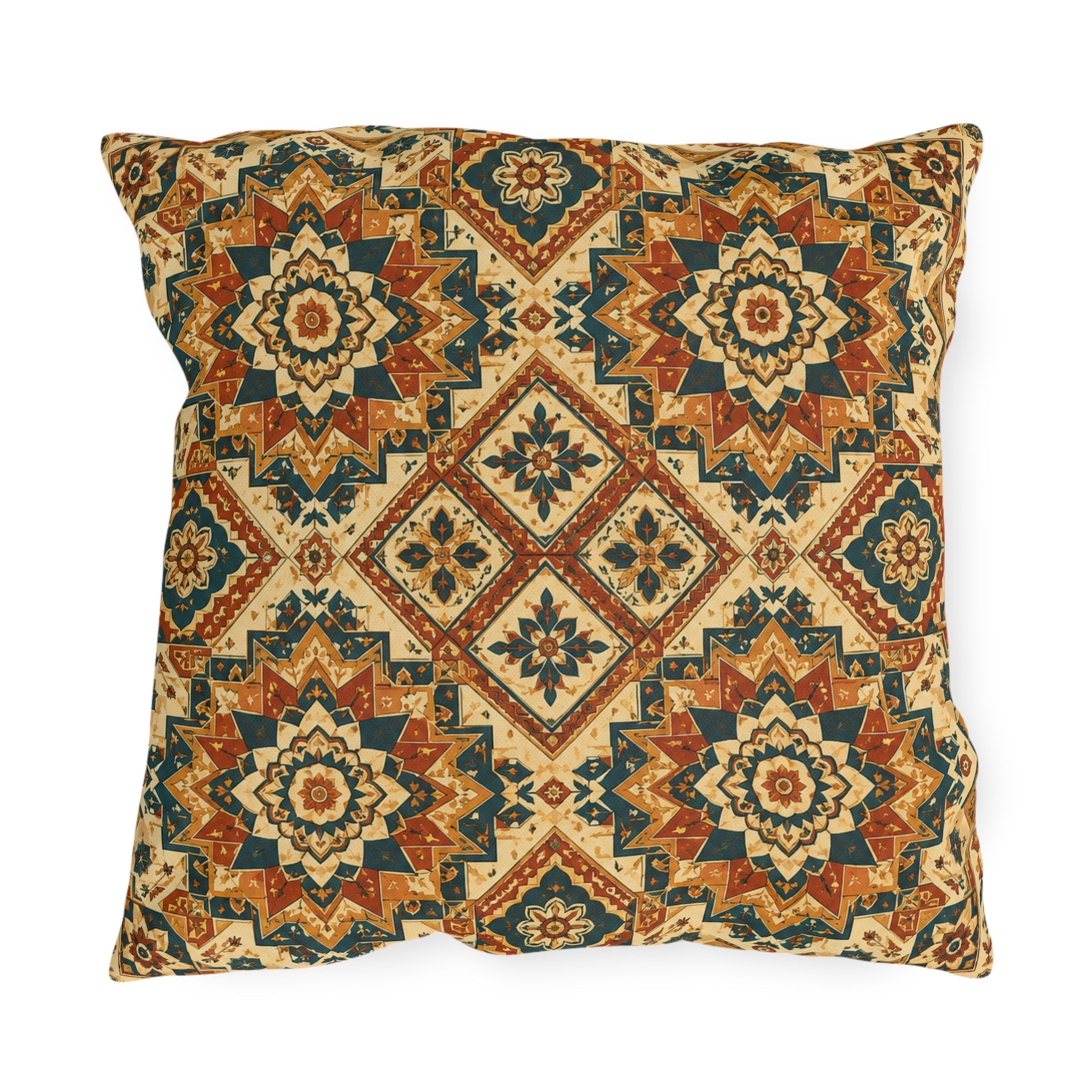 Moroccan Tile Outdoor Throw Pillow – Global Bohemian Accent Cushion