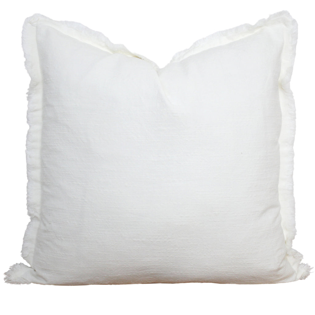Fringe linen pillow cover in neutral tones, 20 x 20 inches – view 2