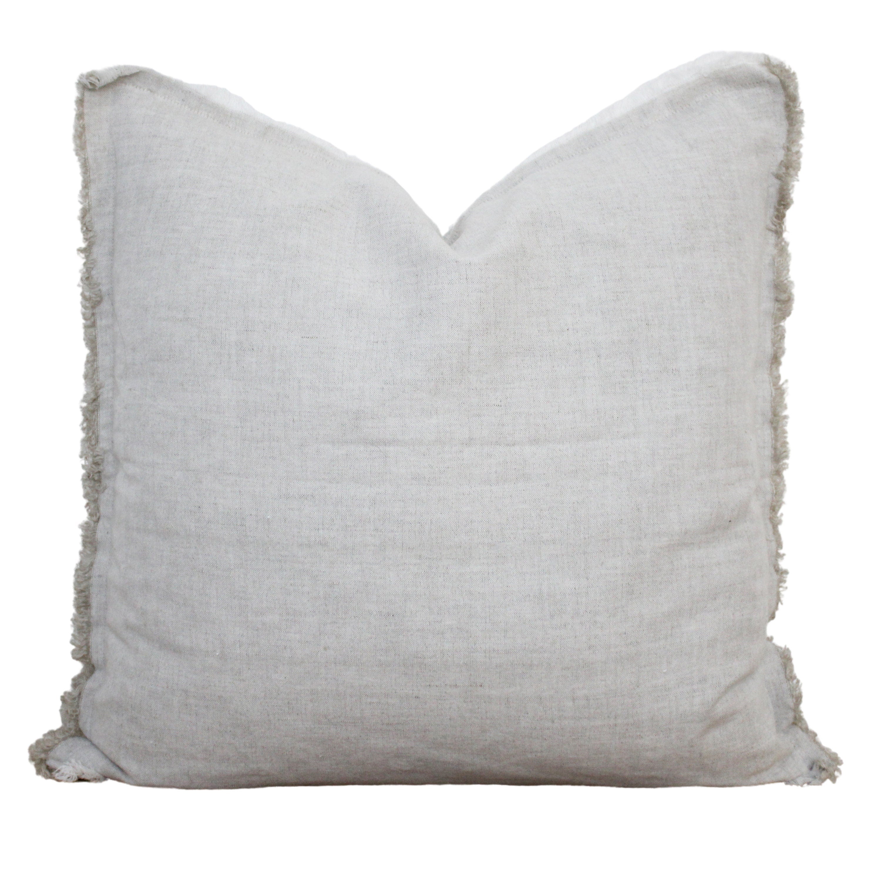 Fringe linen pillow cover in neutral tones, 20 x 20 inches – view 4