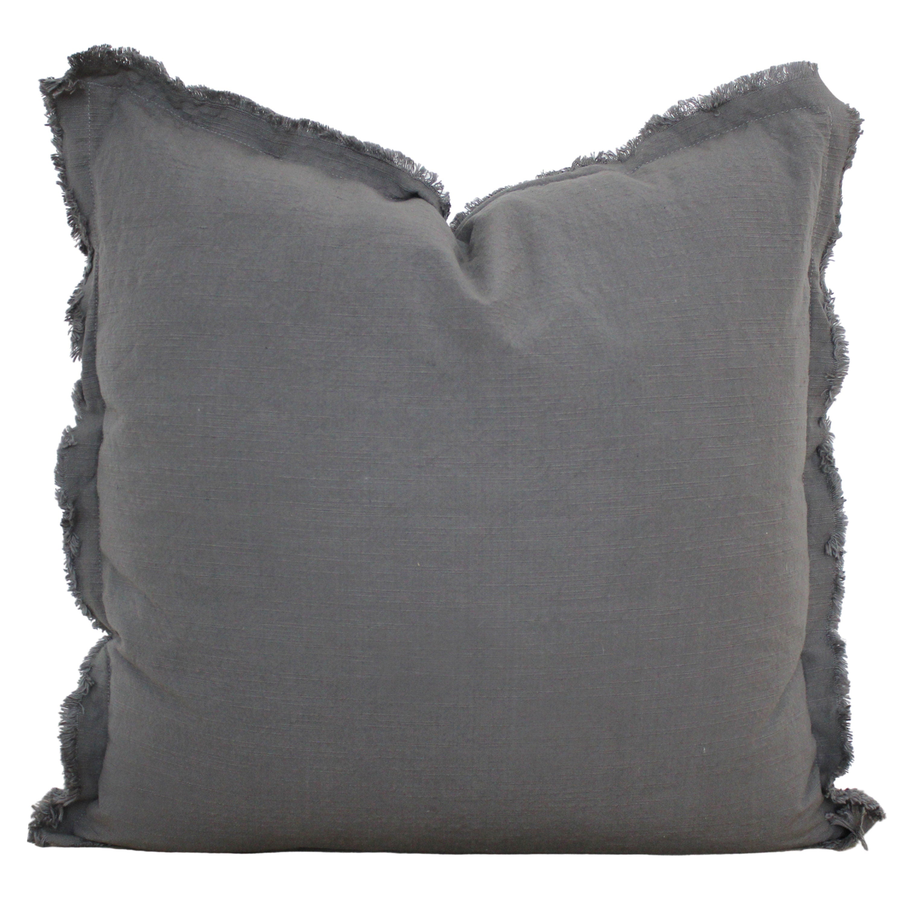 Fringe linen pillow cover in neutral tones, 20 x 20 inches – view 6