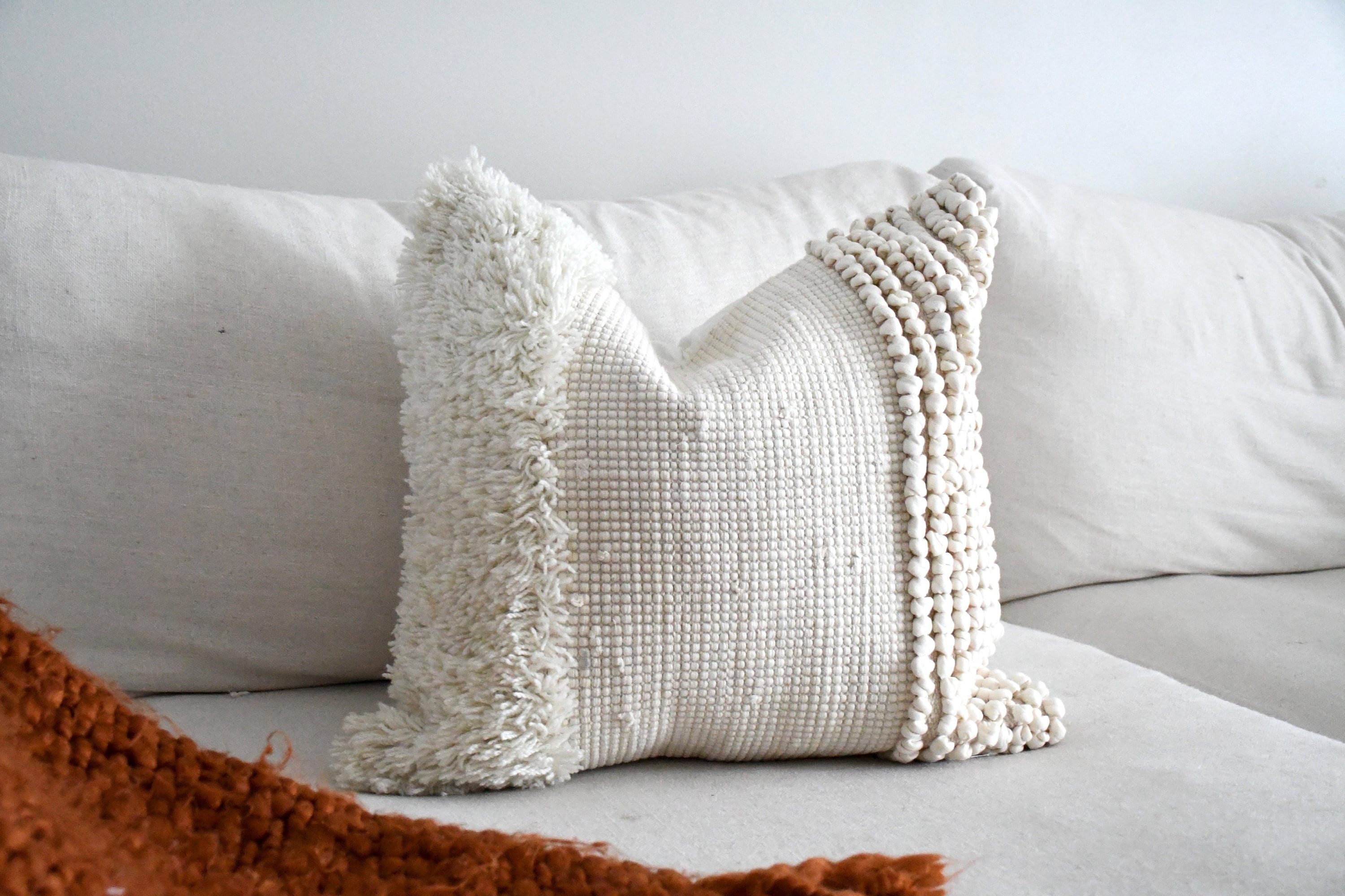 Tufted Throw Pillow, Decorative Cotton Cream Textured-handmade-handwoven, Tuft Pillow Cushion Cover, Boho Cover, Beige Pillow Case