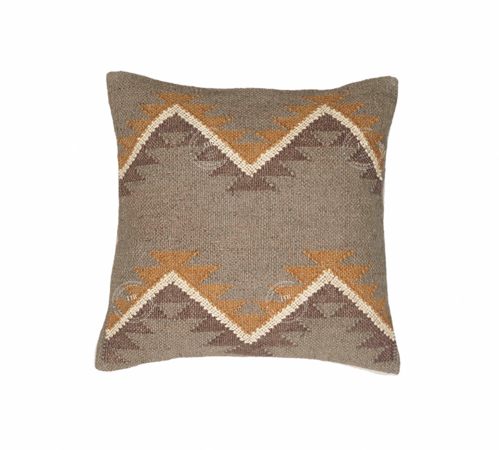 Indian Hand Woven Wool Jute Cushion Cover Set of 4 – 18x18 Inch