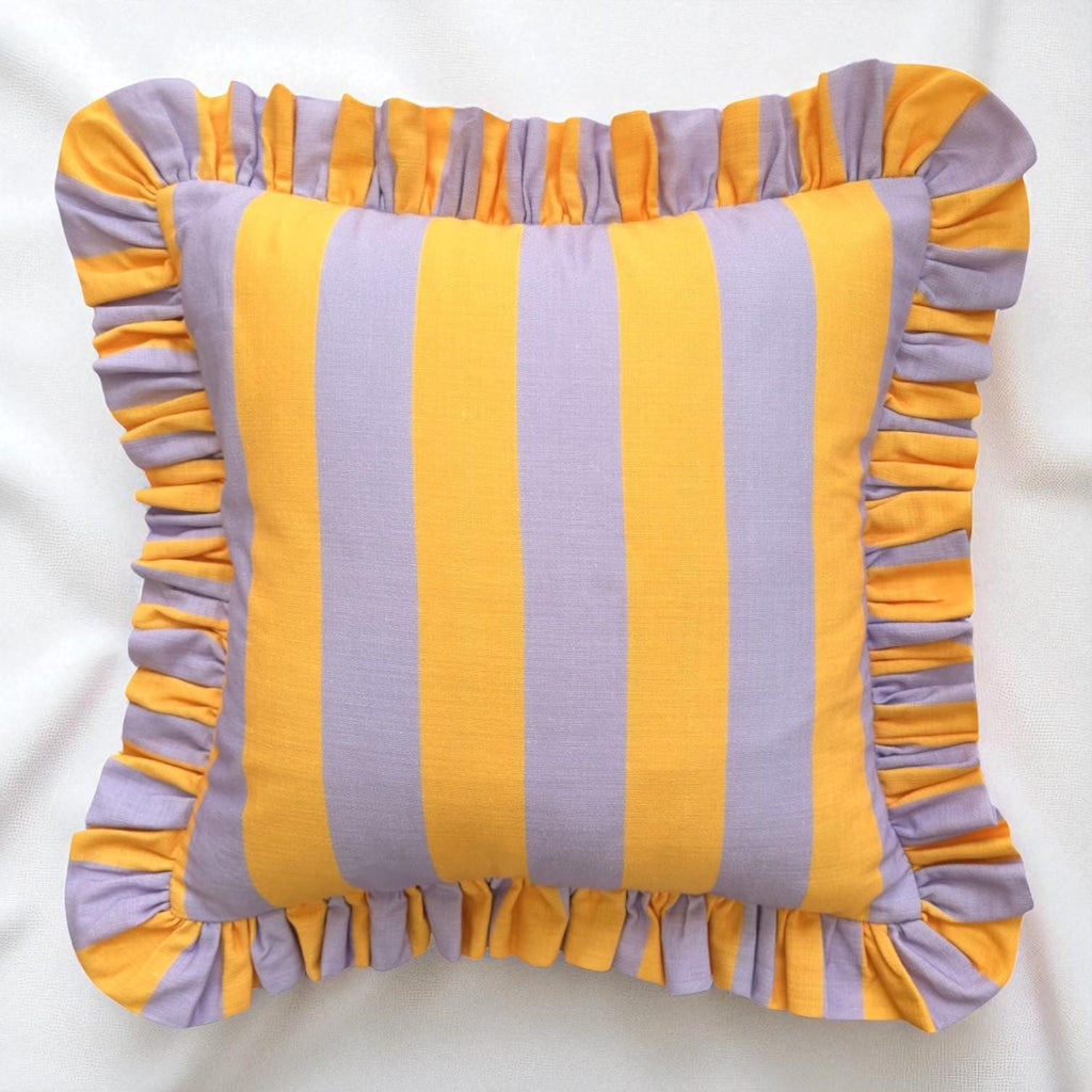 Bohemian Ruffle Striped Pillow Cover - Frill Striped Pillow Cover - Different Color Options With Frill Edges - Hello Mello Store