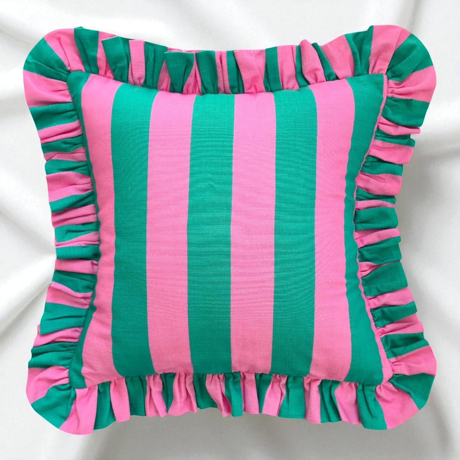 Bohemian Ruffle Striped Pillow Cover - Frill Striped Pillow Cover - Different Color Options With Frill Edges - Hello Mello Store