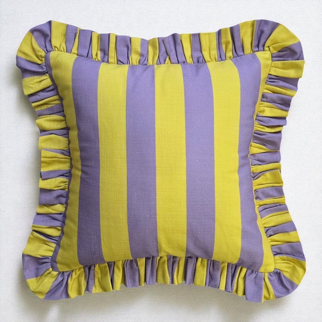 Bohemian Ruffle Striped Pillow Cover - Frill Striped Pillow Cover - Different Color Options With Frill Edges - Hello Mello Store