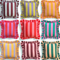 Bohemian Ruffle Striped Pillow Cover - Frill Striped Pillow Cover - Different Color Options With Frill Edges - Hello Mello Store