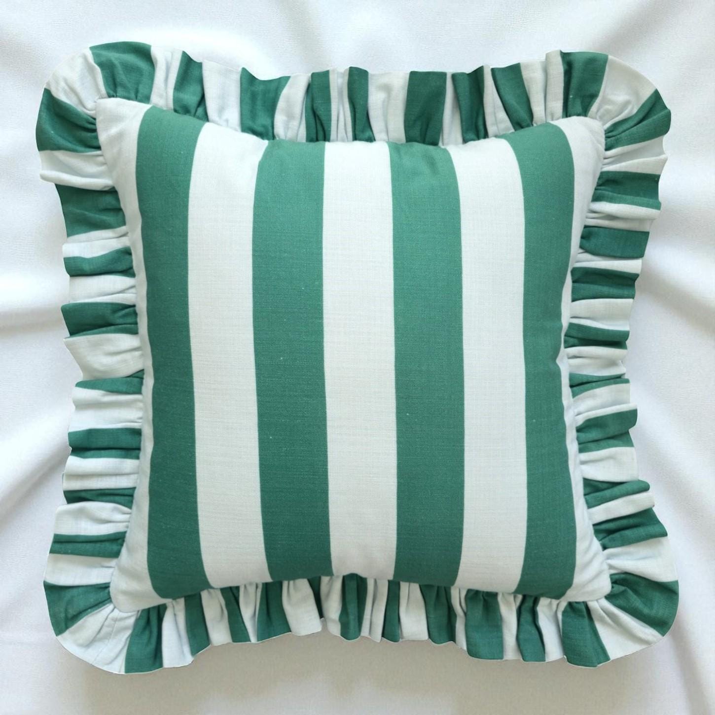 Bohemian Ruffle Striped Pillow Cover - Frill Striped Pillow Cover - Different Color Options With Frill Edges - Hello Mello Store