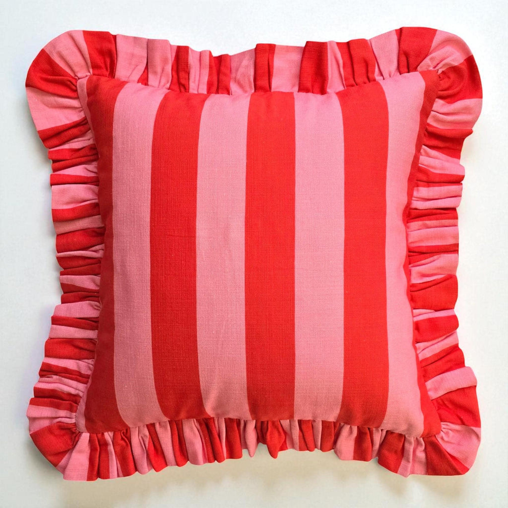 Bohemian Ruffle Striped Pillow Cover - Frill Striped Pillow Cover - Different Color Options With Frill Edges - Hello Mello Store