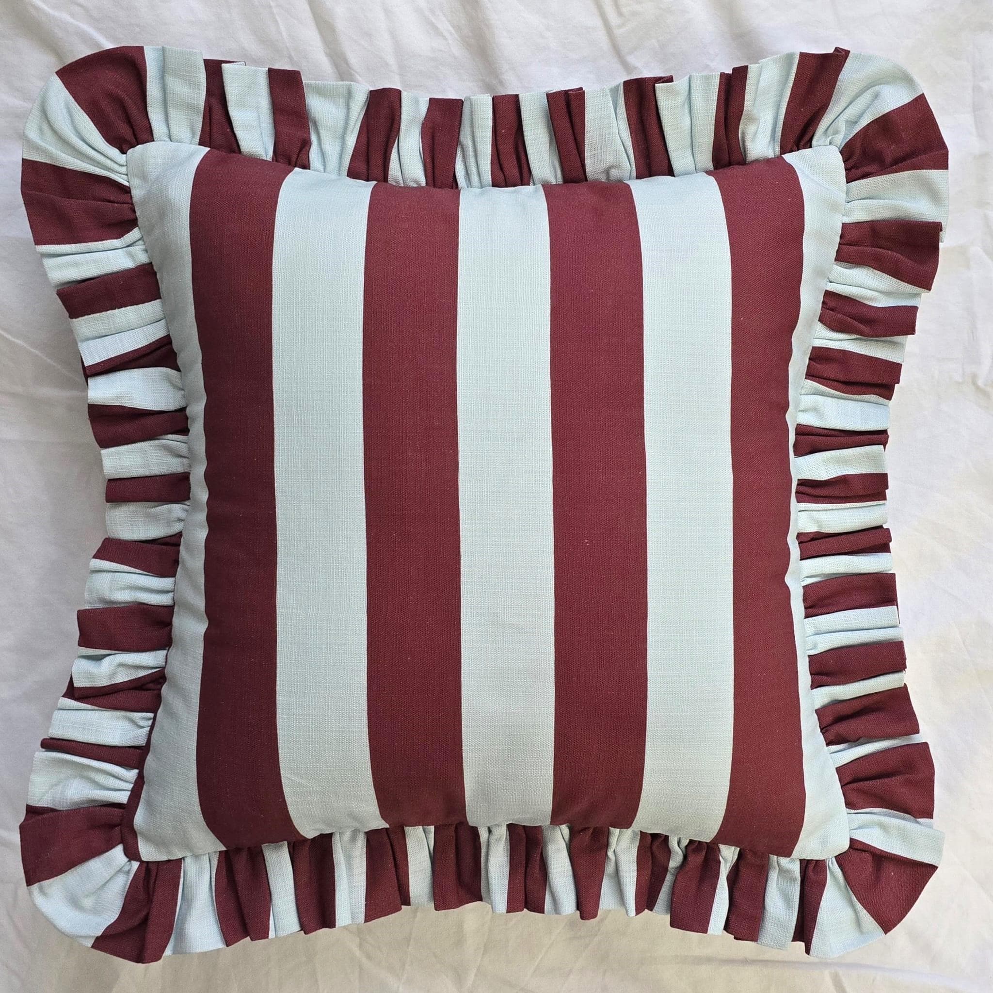 Bohemian Ruffle Striped Pillow Cover - Frill Striped Pillow Cover - Different Color Options With Frill Edges - Hello Mello Store