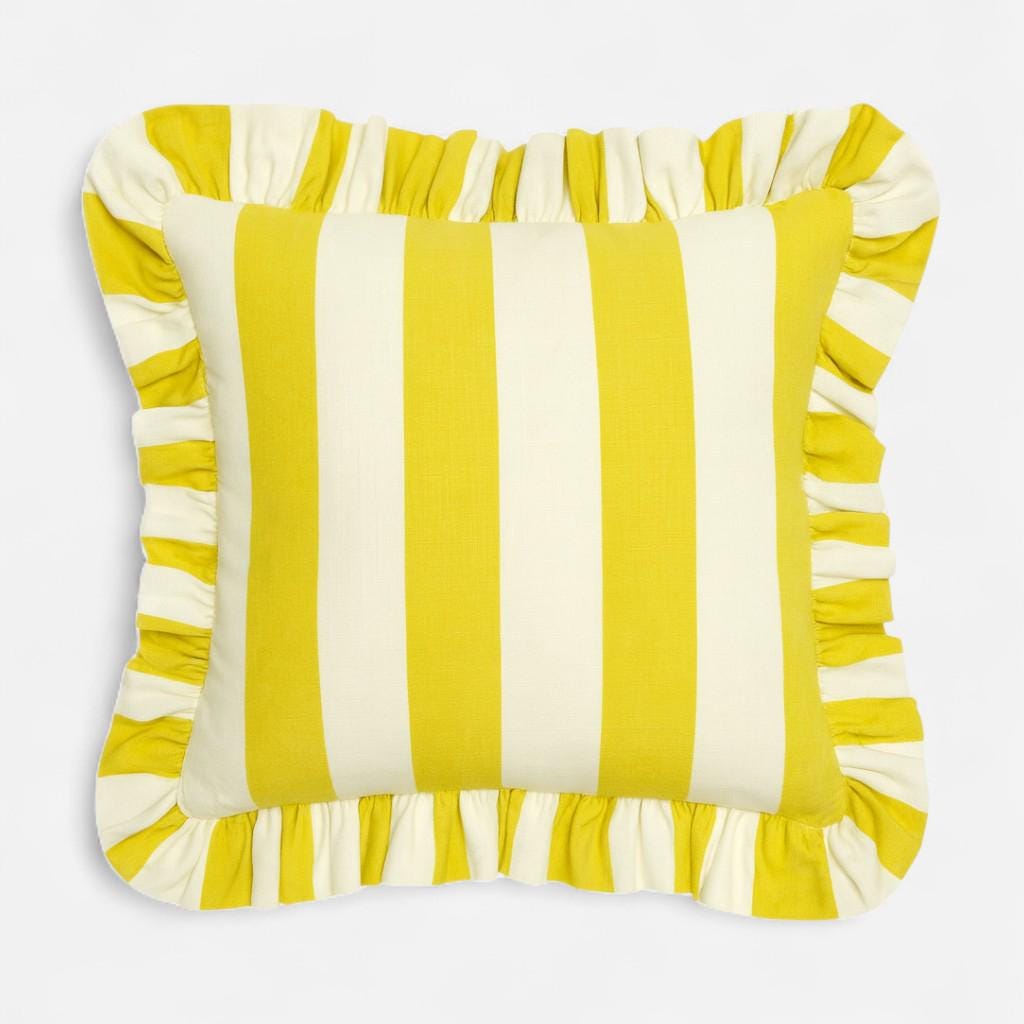 Bohemian Ruffle Striped Pillow Cover - Frill Striped Pillow Cover - Different Color Options With Frill Edges - Hello Mello Store