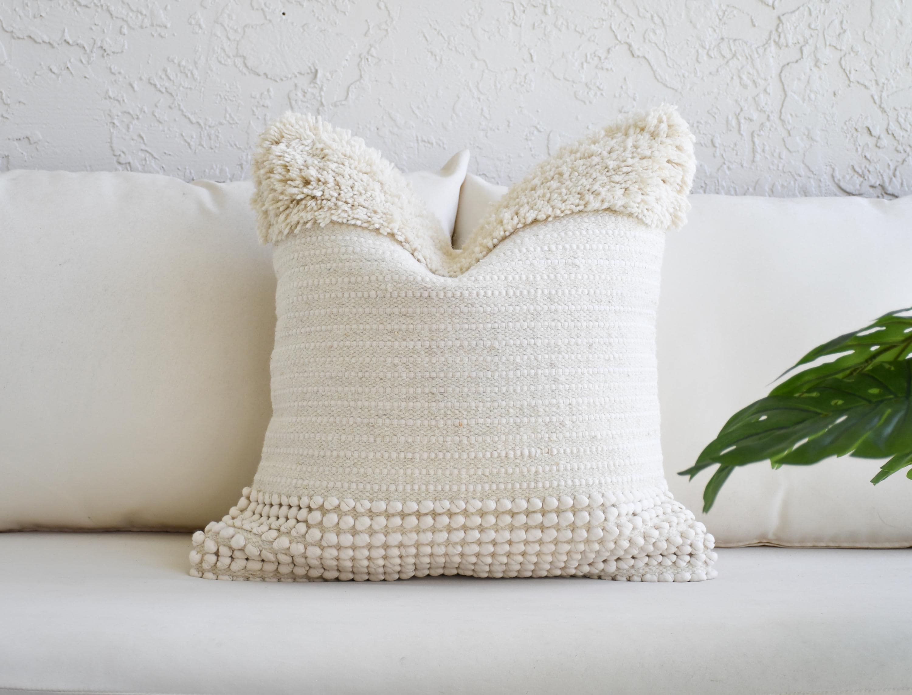 Tufted Throw Pillow, Decorative Cotton Cream Textured-handmade-handwoven, Tuft Pillow Cushion Cover, Boho Cover, Beige Pillow Case