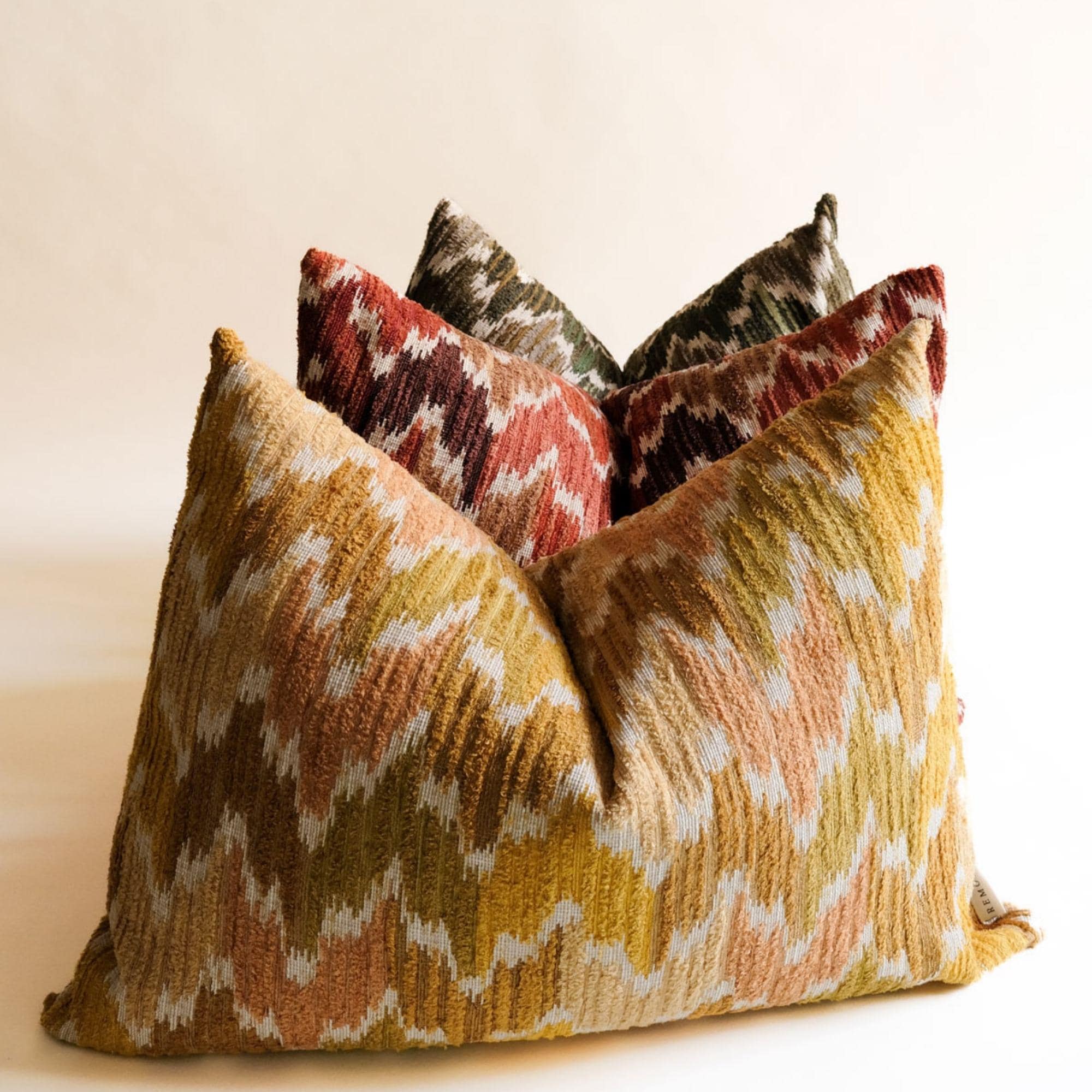 Handmade Ikat Pillow Cover – Cotton Linen Textured Fabric