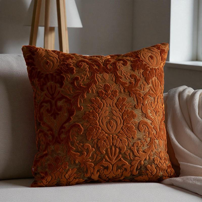 Damask Cut Velvet Pillow Cover, Rich Jewel Tones, Nordic Decor