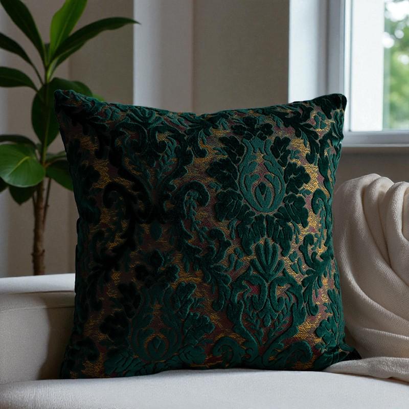 Damask Cut Velvet Pillow Cover, Rich Jewel Tones, Nordic Decor