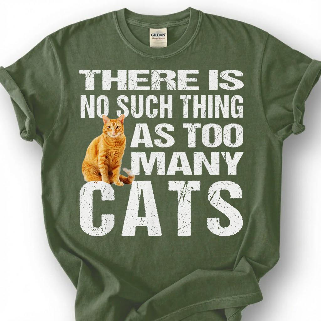 There Is No Such Thing As Too Many Cats Shirt, Orange Tabby Ginger Kitten Tee, Feline Lover Humor T-Shirt, Pet Parent Gift For Him Her