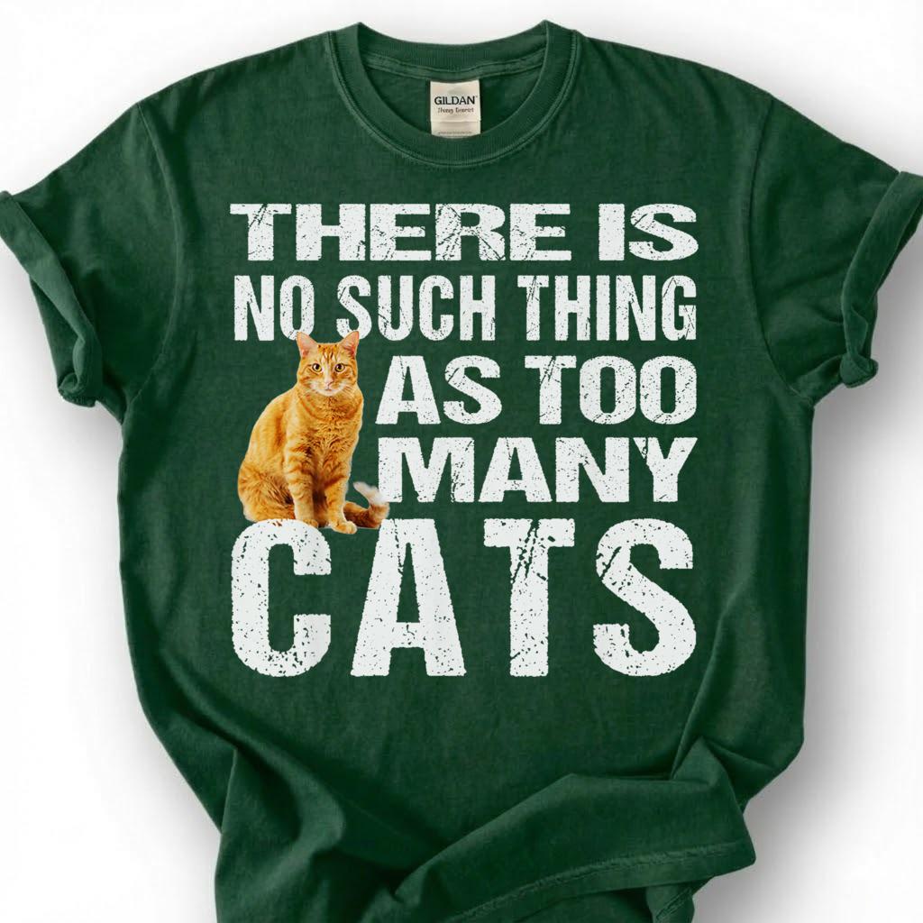 There Is No Such Thing As Too Many Cats Shirt, Orange Tabby Ginger Kitten Tee, Feline Lover Humor T-Shirt, Pet Parent Gift For Him Her